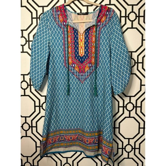 Urban Coco Ladies Vibrant Night Out Vacation Flowy Tunic Ladies Dress SZ Small - Picture 3 of 9